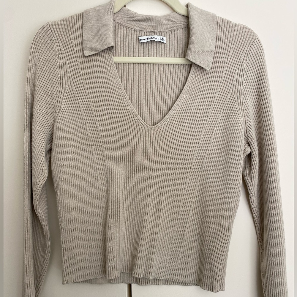 Abercrombie & Fitch Knit Polo Crop Top